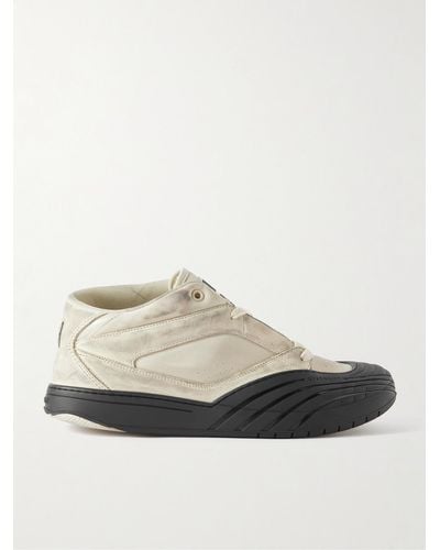 Givenchy Distressed Rubber-trimmed Leather And Mesh Trainers - White