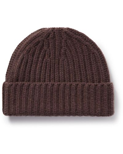 SSAM Ribbed Cashmere Beanie - Brown