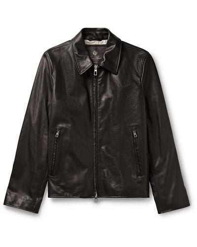 Loro Piana Full-grain Leather Blouson Jacket - Black