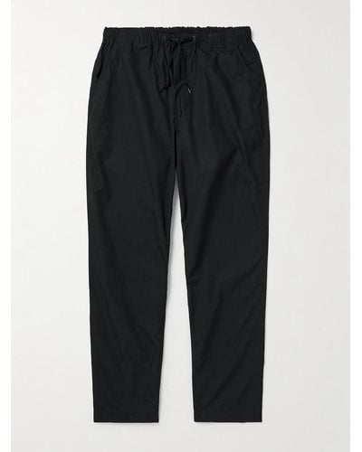 Orslow New Yorker Tapered Cotton Drawstring Trousers - Black