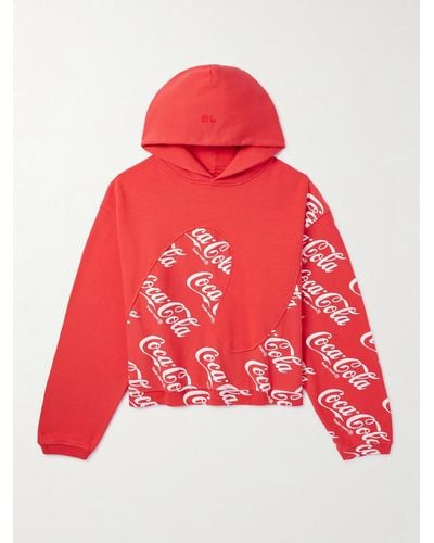 ERL Coca-cola Panelled Printed Cotton-jersey Hoodie - Red