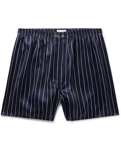 Derek Rose Brindisi 102 Striped Silk-satin Boxer Shorts - Blue