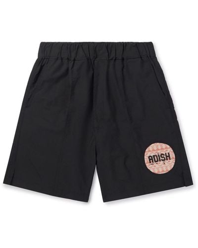 Adish Sur Straight-leg Logo-appliquéd Ripstop Shorts - Black