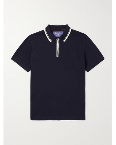 Loro Piana Regatta Stretch-cotton Piqué Half-zip Polo Shirt - Blue