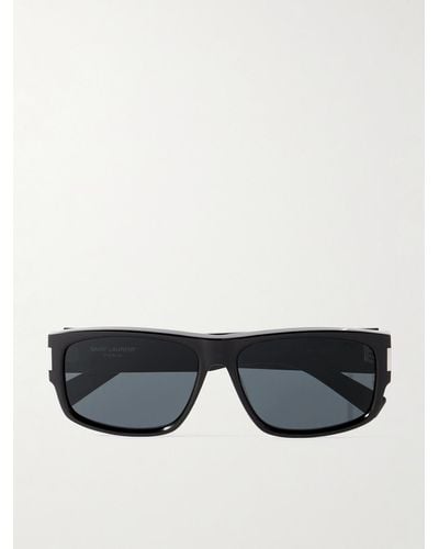 Saint Laurent New Wave Sonnenbrille mit rechteckigem Rahmen aus Azetat - Schwarz