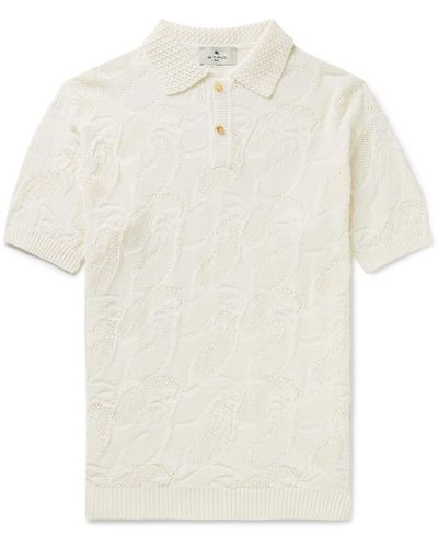 Etro Cotton-jacquard Polo Shirt - White