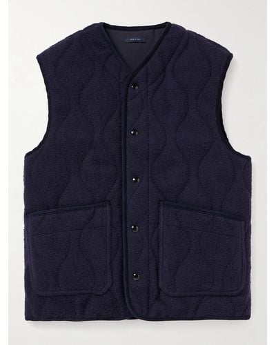 Drake's Quilted Brushed-wool Gilet - Blue
