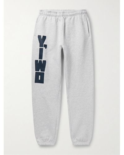 Y,IWO Tapered Logo-print Cotton-jersey Joggers - White
