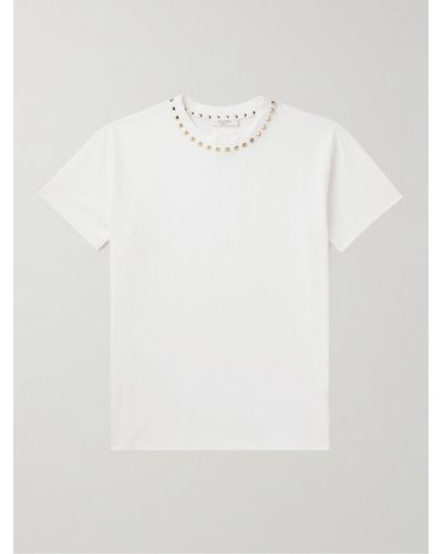 Valentino Garavani Rockstud Embellished Cotton-jersey T-shirt - White