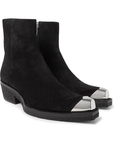 CALVIN KLEIN 205W39NYC Metal Toe-cap Suede Boots - Black