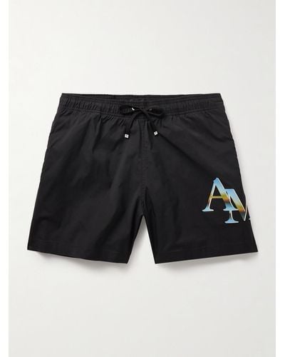 Amiri Straight-leg Mid-length Logo-print Swim Shorts - Black