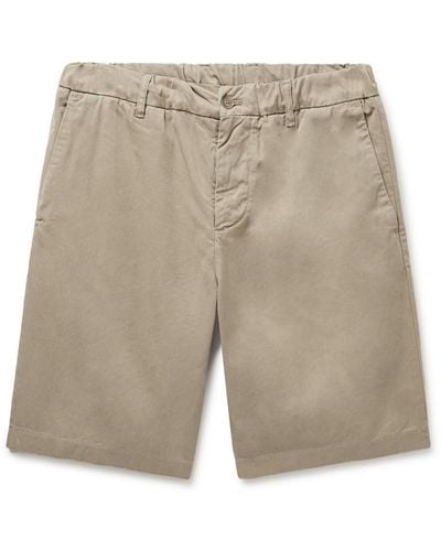 NN07 Theodor 1365 Straight-leg Lyocell And Cotton-blend Twill Shorts - Natural