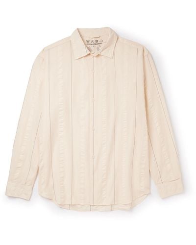 mfpen Generous Striped Seersucker-trimmed Organic Cotton-poplin Shirt - Natural