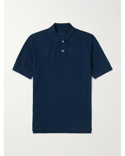 Drake's Polohemd aus Baumwoll-Piqué - Blau