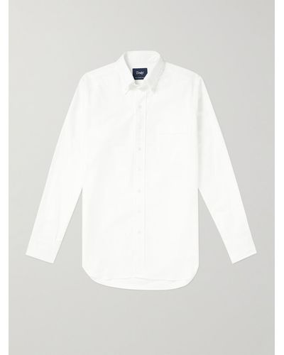 Drake's Slim-fit Button-down Collar Cotton Oxford Shirt - White
