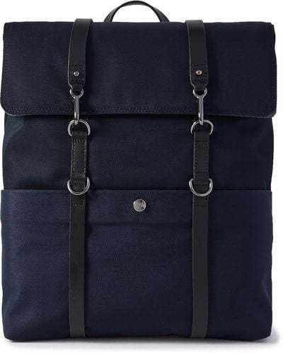 Mismo M/s Leather-trimmed Ballistic Nylon Backpack - Blue