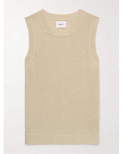 NN07 Huxley 6636 Pointelle-knit Organic Cotton Jumper Vest - Natural