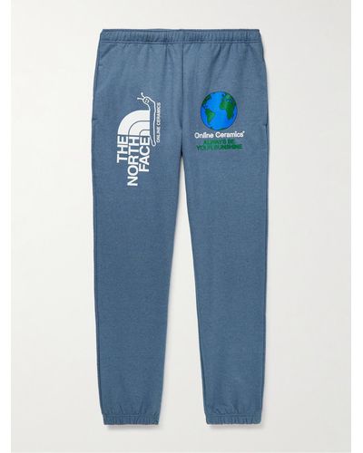The North Face Oc Logo-print Recycled Cotton-blend Fleece Joggers - Blue