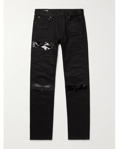 TAKAHIROMIYASHITA TheSoloist. Distressed Gloss-trimmed Denim Jeans - Black