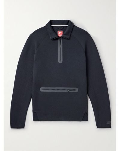 Nike Cotton-blend Jersey Half-zip Sweatshirt - Blue