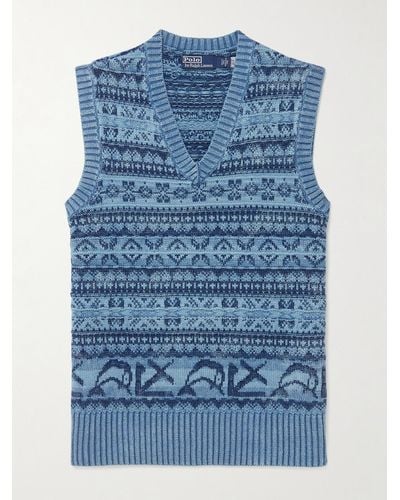 Polo Ralph Lauren Ärmelloser Pullover aus Baumwolle mit Fair-Isle-Muster - Blau