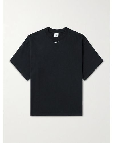 Nike Solo Swoosh T-Shirt aus Baumwoll-Jersey mit Logostickerei - Schwarz