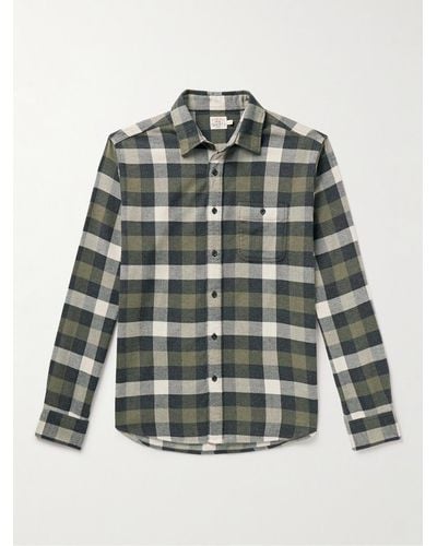 Faherty Checked Organic Cotton-blend Flannel Shirt - Green