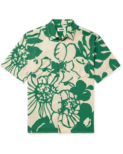 YMC Mitchum Floral-print Twill Shirt - Green