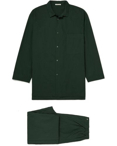 ÉCHAPPER Cotton-poplin Pajama Set - Green