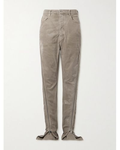 Rick Owens Bolan Banana Slim-fit Straight-leg Zip-detailed Waxed Jeans - Natural