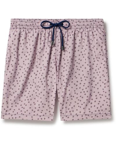 Canali Straight-leg Mid-length Floral-print Swim Shorts - Pink