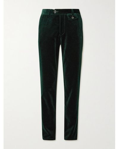 Oliver Spencer Fishtail Slim-fit Cotton-velvet Suit Trousers - Black