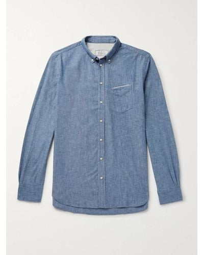 Officine Generale Cotton-chambray Shirt - Blue