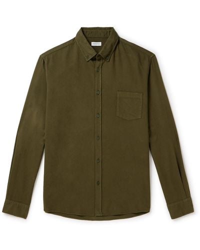 Sunspel Cotton-flannel Shirt - Green