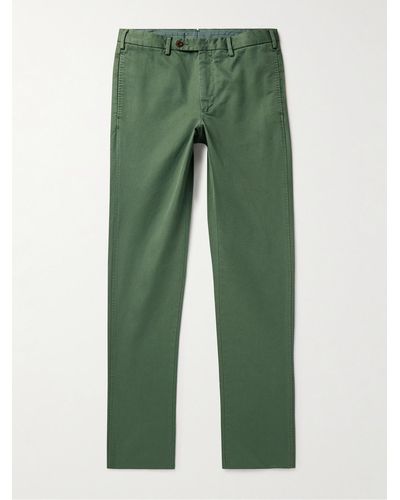 Sid Mashburn Pantaloni slim-fit in twill di cotone tinti in capo - Verde