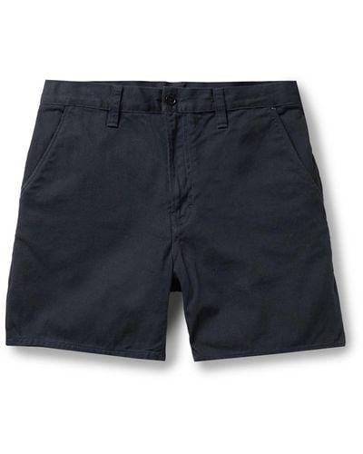 Nudie Jeans Luke Straight-leg Organic Cotton-twill Shorts - Blue
