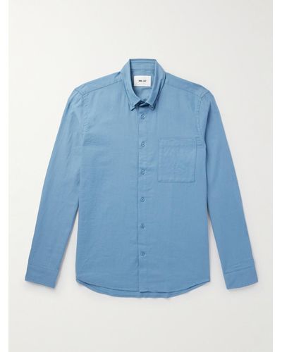 NN07 Arne 5159 schmal geschnittenes Hemd aus Baumwoll-Twill - Blau
