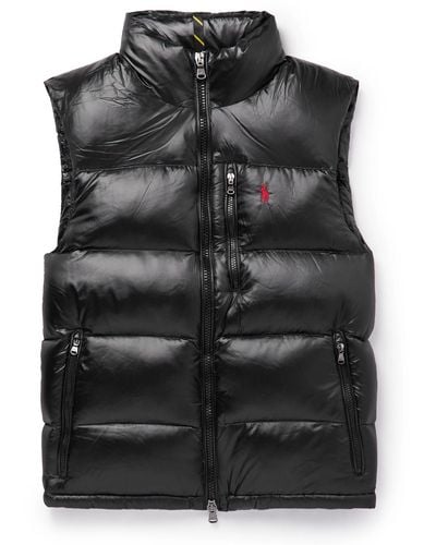 Polo Ralph Lauren Logo-embroidered Quilted Recycled-nylon Down Gilet - Black