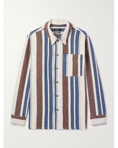 A.P.C. Stefan Striped Recycled Cotton-blend Overshirt - Blue