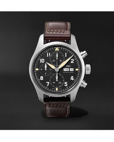 IWC Schaffhausen Pilot's Spitfire Automatic Chronograph 41mm Stainless Steel And Leather Watch - Black