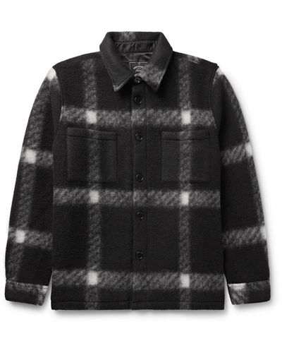Portuguese Flannel Checked Brushed-fleece Overshirt - Black