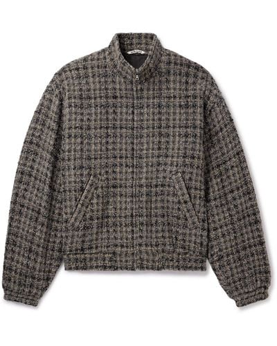 AURALEE Wool-blend Tweed Bomber Jacket - Gray