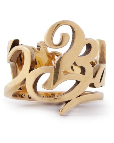 Balenciaga Typo Gold-tone Ring - Natural