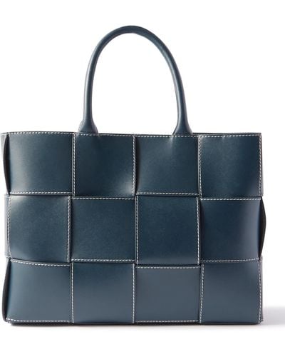Bottega Veneta Mini Arco Intrecciato Leather Tote Bag - Blue