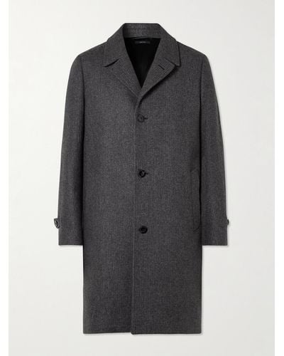 Tom Ford Checked Virgin Wool And Cashmere-blend Coat - Grey