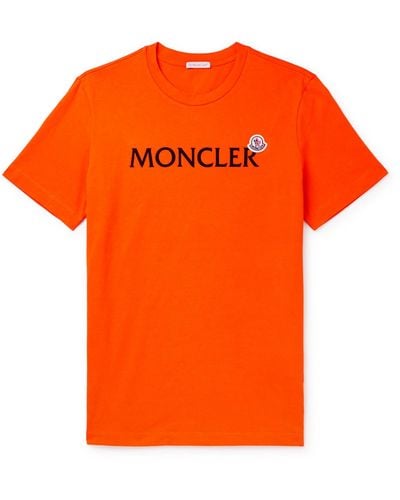 Moncler Logo-flocked Cotton-jersey T-shirt - Orange