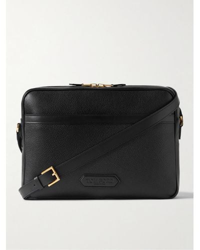 Tom Ford Borsa a tracolla grande in pelle pieno fiore - Nero