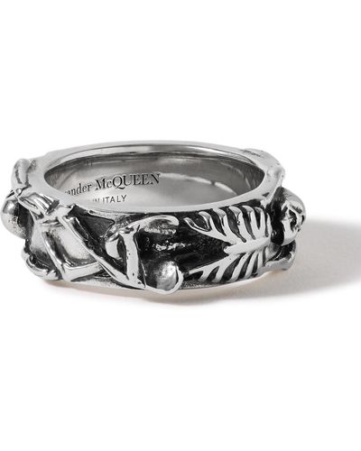 Alexander McQueen Silver-tone Ring - Gray