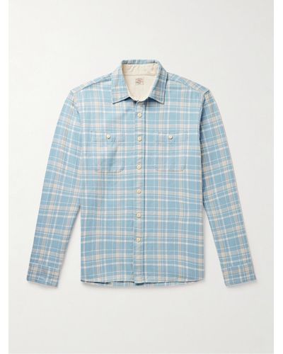 Faherty The Surf Checked Organic Cotton-flannel Shirt - Blue