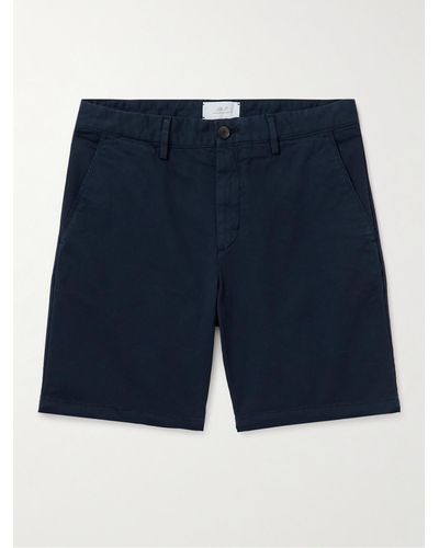 MR P. Straight-leg Garment-dyed Cotton-blend Twill Bermuda Shorts - Blue